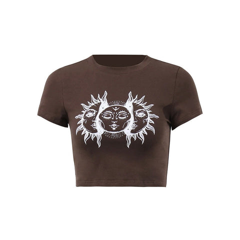 Brown Sun Crop Top-Tops-streetwear-society-aesthetic-clothes