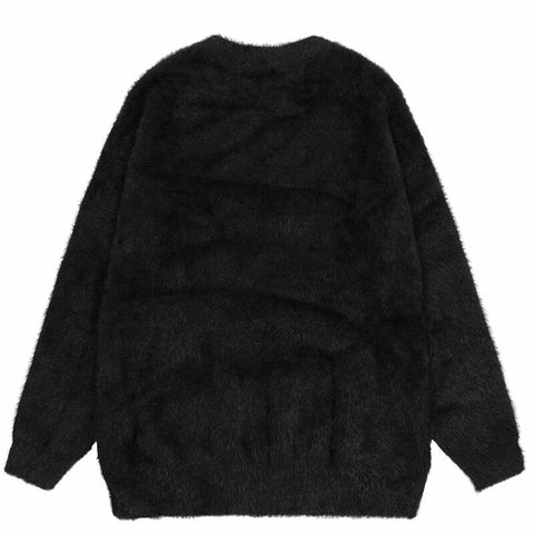 'Dominate' Furry Knit Cotton Sweater