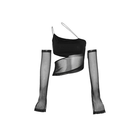 E-girl Cut Out Mesh Top-Tops-streetwear-society-aesthetic-clothes