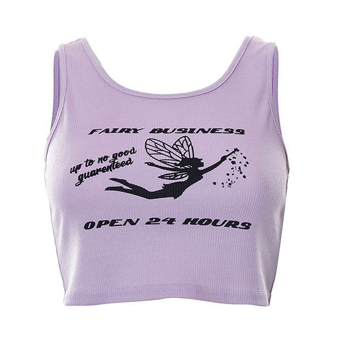 Fairy Business Ribbed Top-Tops-streetwear-society-aesthetic-clothes