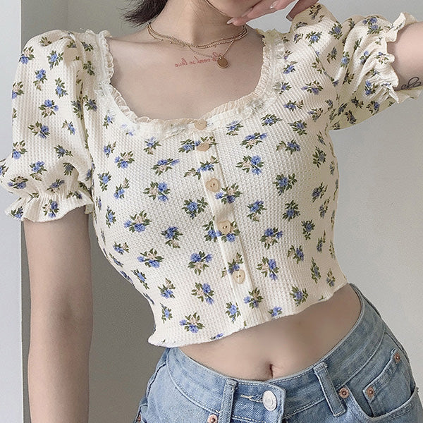 Foral Sin Ribbed Top-Tops-streetwear-society-aesthetic-clothes