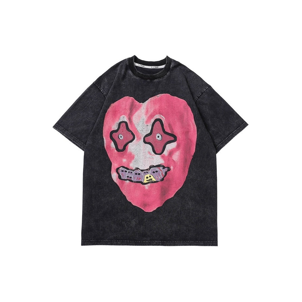 'Gorgon' Acid Washed Graphic Print Cotton T-Shirt-Streetwear Society