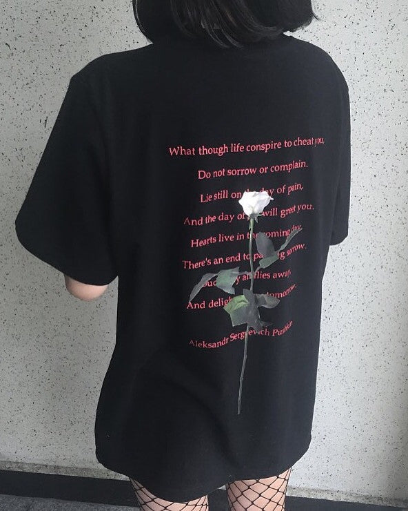 Goth Rose T-Shirt-T-Shirts-streetwear-society-aesthetic-clothes