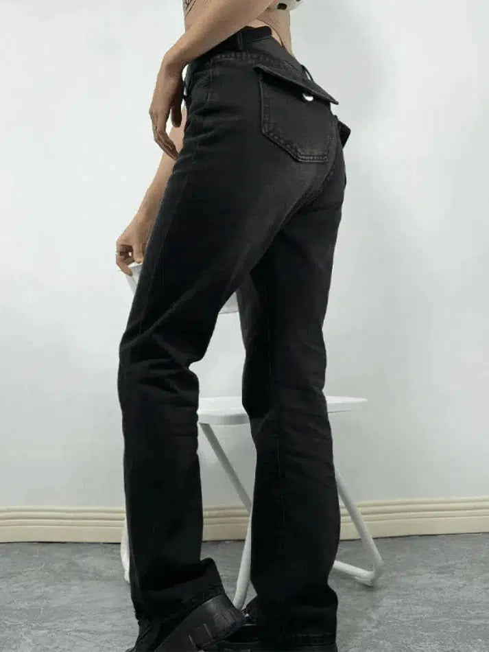 Jean boyfriend noir vintage délavé - Streetwear Society-