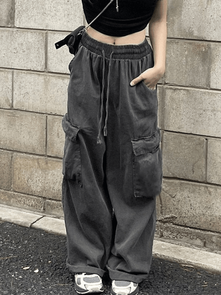 Jean cargo baggy vintage avec poches - Streetwear Society-