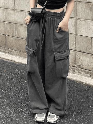 Jean cargo baggy vintage avec poches - Streetwear Society-Gray-S-