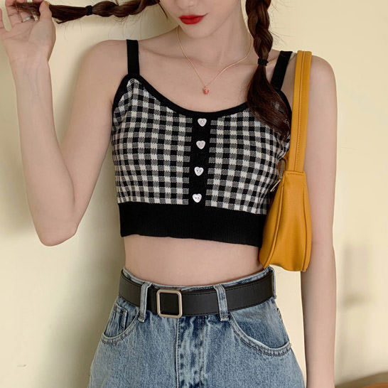 Love Addiction Plaid Top-Tops-streetwear-society-aesthetic-clothes