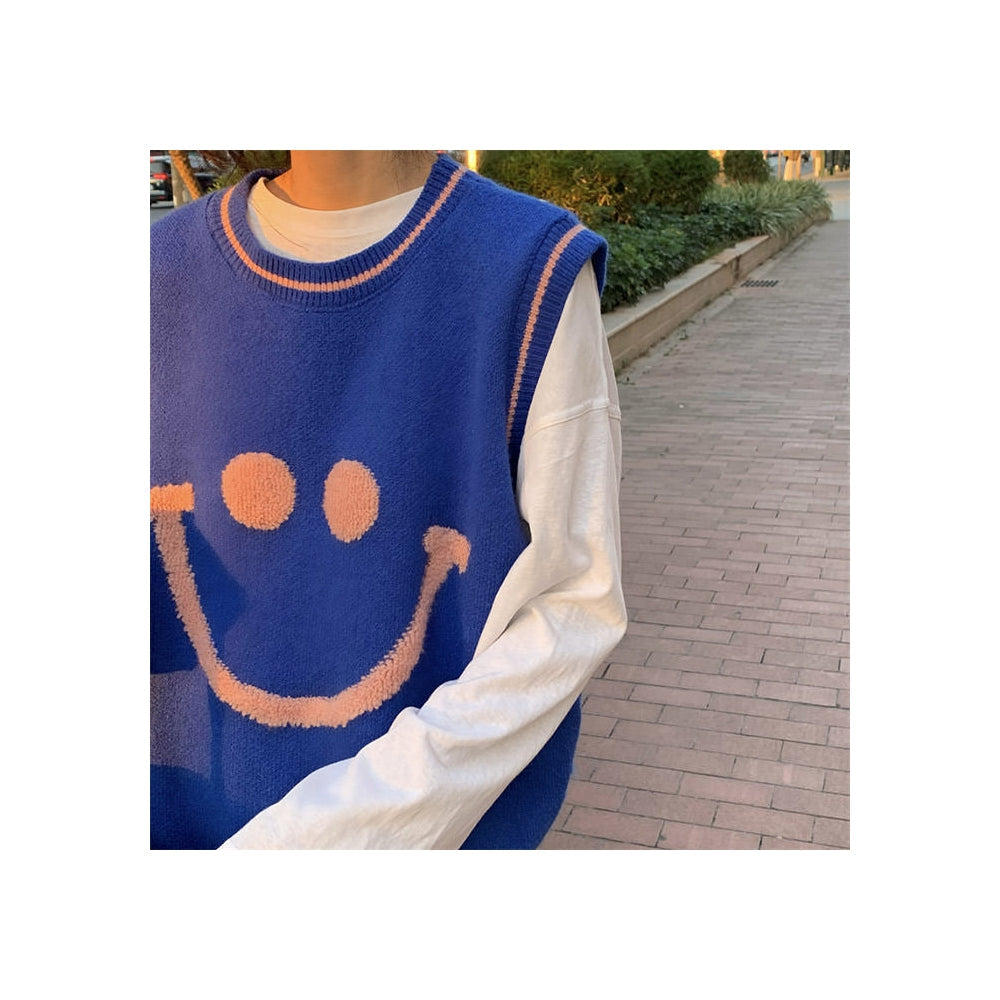 Smiley Face Indie Vest-Vest-streetwear-society-aesthetic-clothes